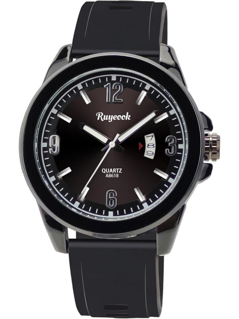 Men's Black Analog Quartz Rubber Silicone Band Waterproof Stylish Wrist Watch